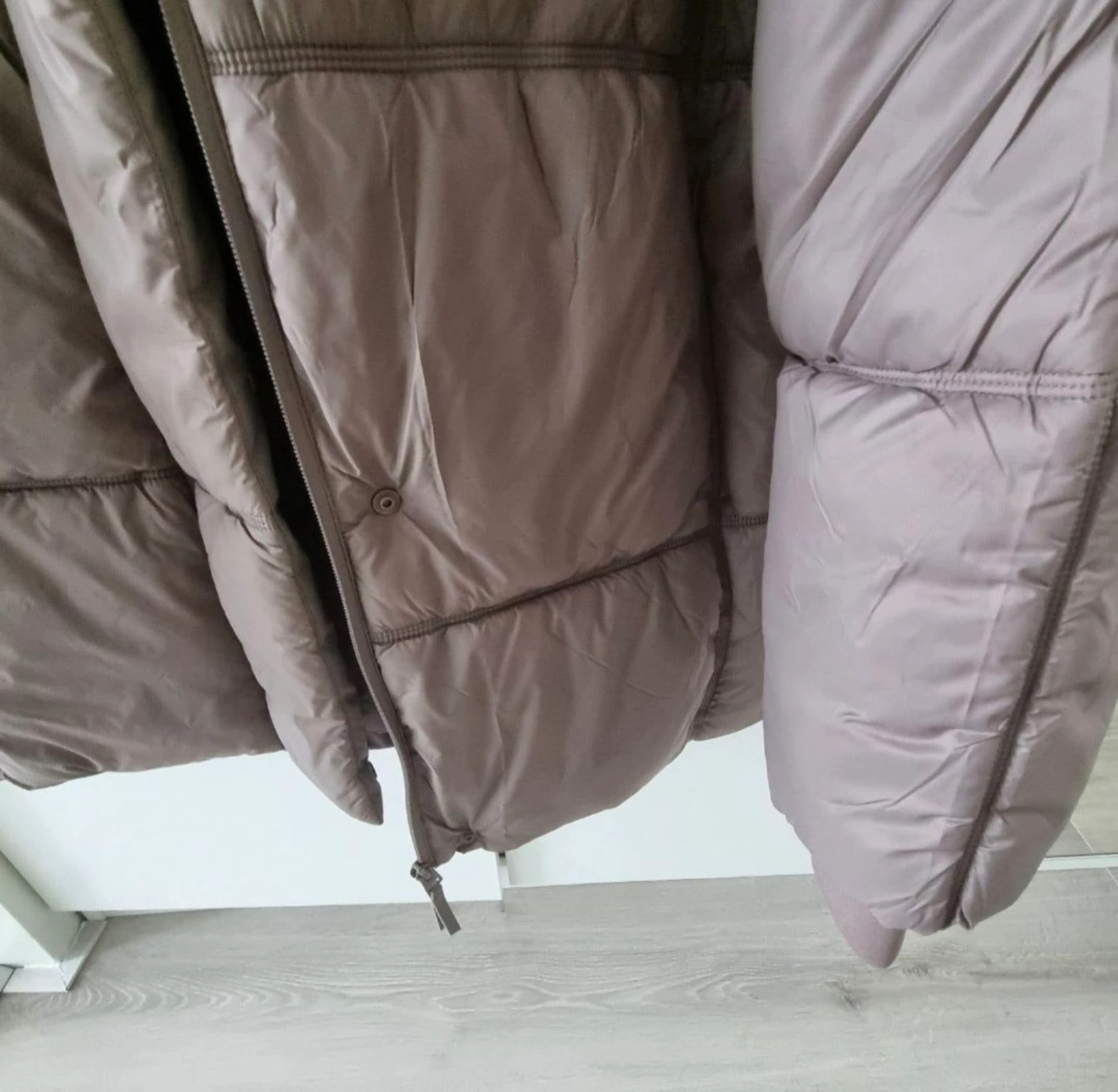 Primark puffer jacket hood taupe purple L - New! – photo 5